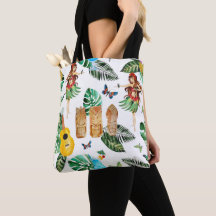 Tiki Party Waterverf Canvas tas