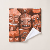 TIKI Patroon 2 Bad Handdoek (Wasdoekje)