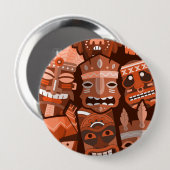 TIKI Patroon 2 Ronde Button 4,0 Cm (Voorkant /achterkant)