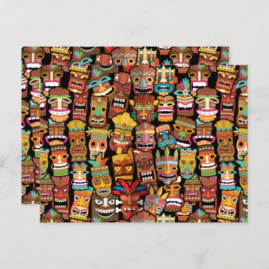 TIKI Patroon 4 Briefkaart (Voorkant / Achterkant)