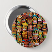 TIKI Patroon 4 Ronde Button 4,0 Cm (Voorkant /achterkant)