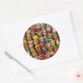 TIKI Patroon 4 Ronde Sticker (Envelop)