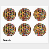 TIKI Patroon 4 Ronde Sticker (Vel)