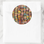 TIKI Patroon 4 Ronde Sticker (Tas)