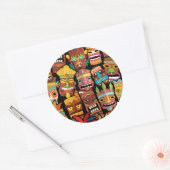 TIKI Patroon 5 Ronde Sticker (Envelop)
