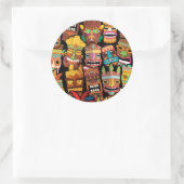 TIKI Patroon 5 Ronde Sticker (Tas)