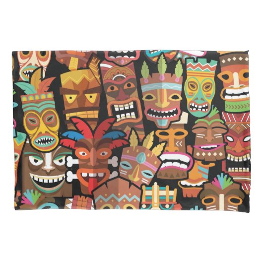 Tiki-patroon Kussensloop (Voorkant-Links)