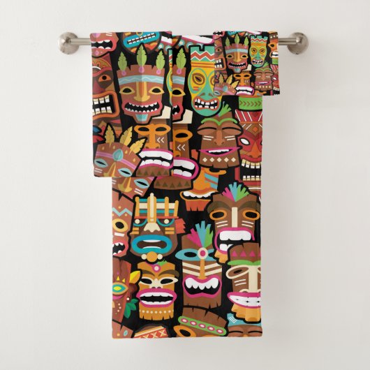 Tiki Pattern Bad Handdoek (Insitu)