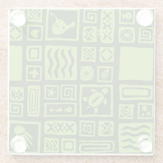 Tiki Pattern Glazen Onderzetter (Achterkant)