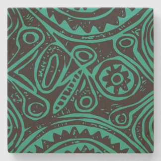  Tiki Pattern Green en Black Stenen Onderzetter