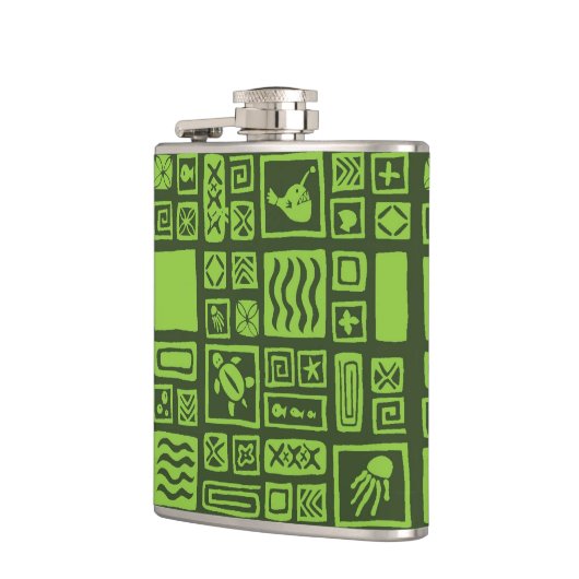 Tiki Pattern Heupfles (Links)