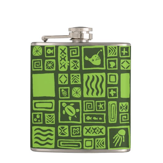 Tiki Pattern Heupfles (Voorkant)
