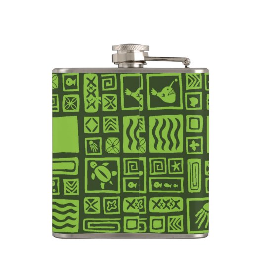 Tiki Pattern Heupfles (Achterkant)