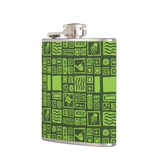 Tiki Pattern Heupfles (Links)