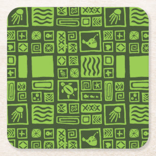 Tiki Pattern Kartonnen Onderzetters