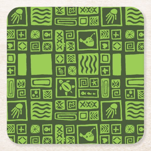 Tiki Pattern Kartonnen Onderzetters (Voorkant)