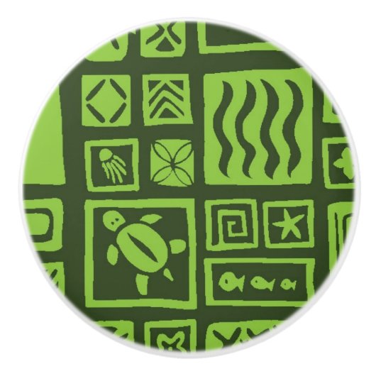 Tiki Pattern Keramische Knop (Voorkant)