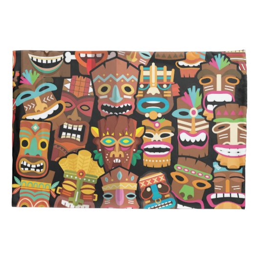 Tiki Pattern Kussensloop (Achterkant-Links)