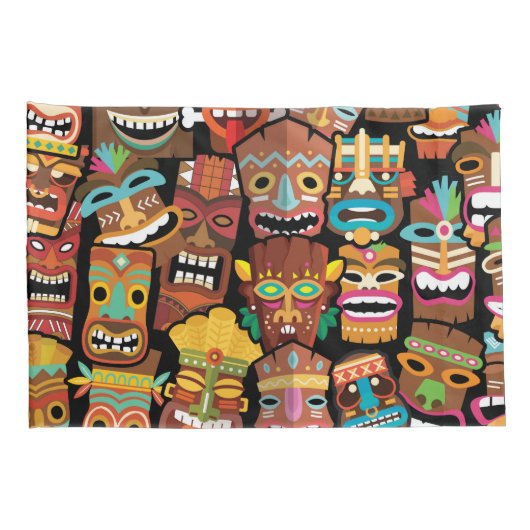 Tiki Pattern Kussensloop (Achterkant-Rechts)