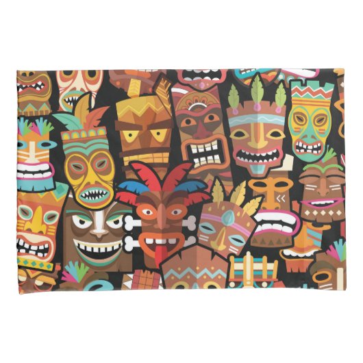 Tiki Pattern Kussensloop (Voorkant-Rechts)