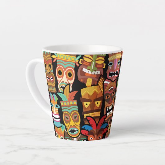Tiki Pattern Latte Mok (Linkerhoek)
