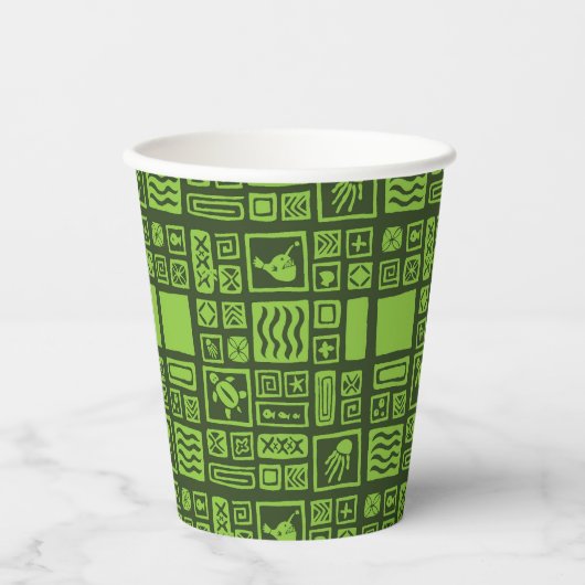 Tiki Pattern Papieren Bekers (Voorkant)