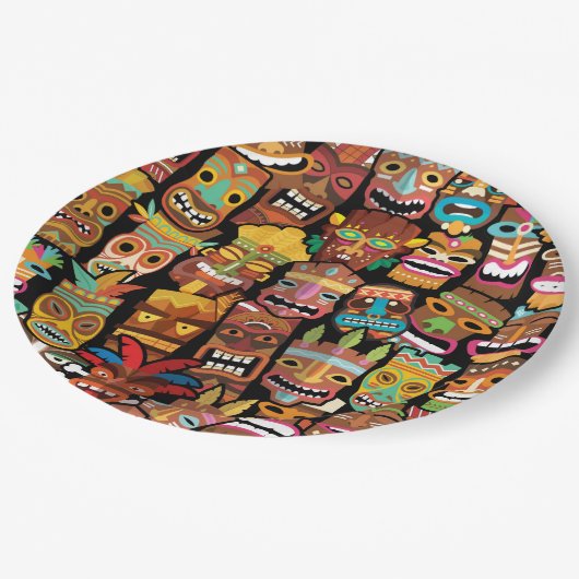 Tiki Pattern Papieren Bordje (Gekanteld)