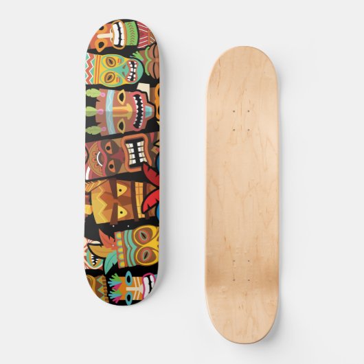 Tiki Pattern Persoonlijk Skateboard (Voorkant)