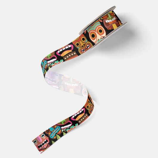 Tiki Pattern Satijnen Lint (Achterkant)
