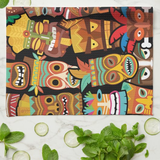 Tiki Pattern Theedoek (Gevouwen)