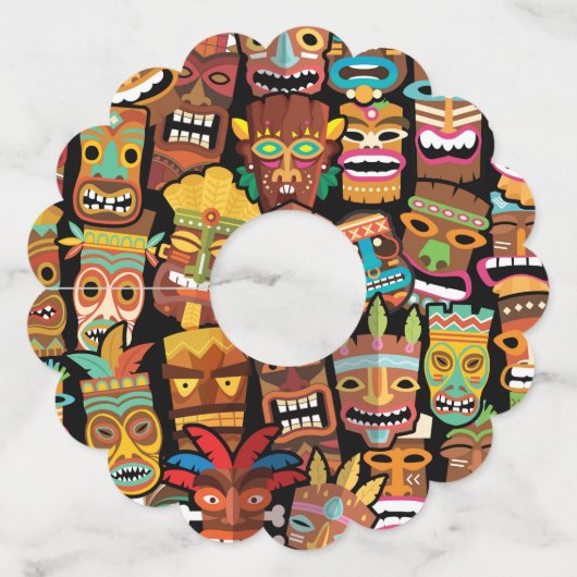 Tiki Pattern Wijnglaslabel (Achterkant)