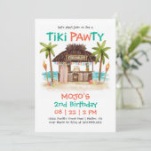 Tiki Pawty Tropical Beach Dog Party Kaart (Staand voorkant)