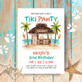 Tiki Pawty Tropical Beach Dog Party Kaart