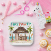 Tiki Pawty Tropical Beach Dog Party Papieren Bordje (Feest)