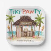 Tiki Pawty Tropical Beach Dog Party Papieren Bordje (Voorkant)