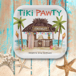 Tiki Pawty Tropical Beach Dog Party Papieren Bordje