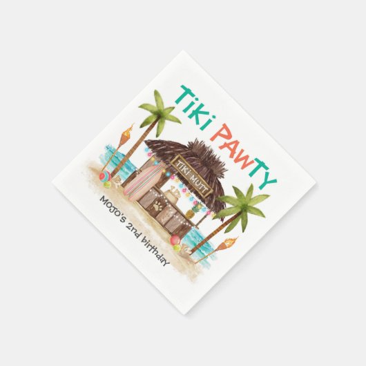 Tiki Pawty Tropical Beach Surf Pet Dog Servet (Hoek)
