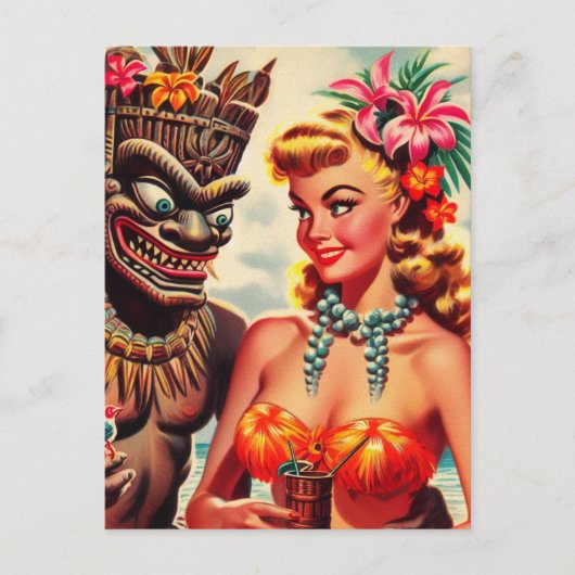  Tiki Pin-up Briefkaart (Voorkant)