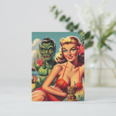Tiki Pin Up Briefkaart (Staand voorkant)