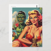 Tiki Pin Up Briefkaart (Voorkant / Achterkant)