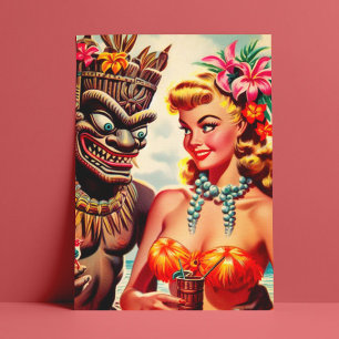  Tiki Pin-up Briefkaart