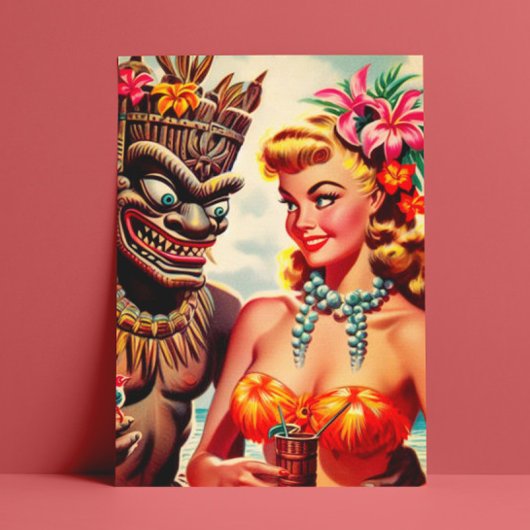 Tiki Pin-up Briefkaart