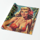  Tiki Pin Up Cadeaupapier (Uitgerold)