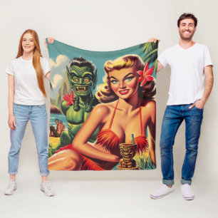  Tiki Pin Up Fleece Deken
