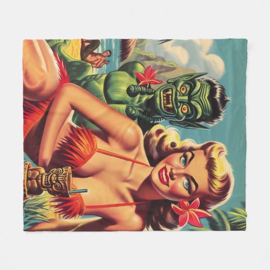  Tiki Pin Up Fleece Deken (Voorkant (Horizontaal))