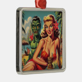 Tiki Pin Up Metalen Ornament (Rechts)
