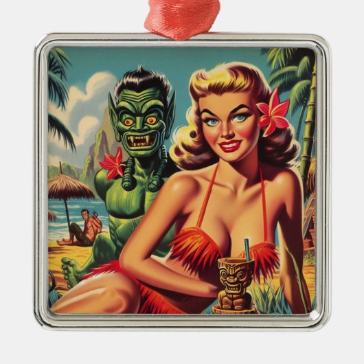 Tiki Pin Up Metalen Ornament (Voorkant)