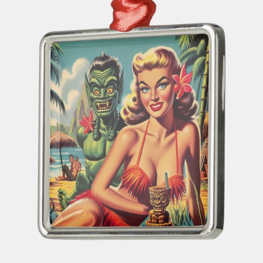  Tiki Pin Up Metalen Ornament (Links)