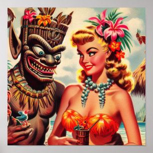  Tiki Pin-up Poster