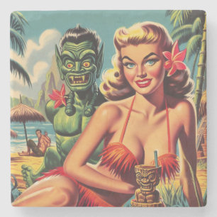 Tiki Pin Up Stenen Onderzetter